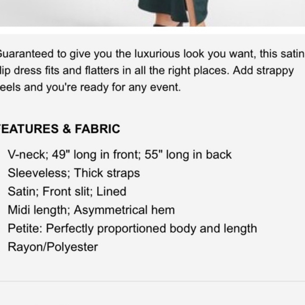 Express Green Midi Slip Dress With Spaghetti Straps and Slit - Picture 2 of 7